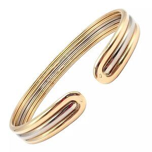 Authentic! Van Cleef & Arpels 18k Yellow & White Gold Bangle Cuff Bracelet